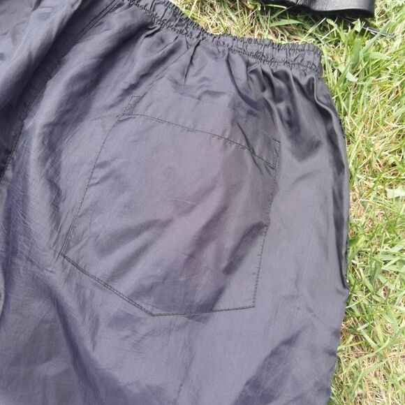 80s 90s Windbreaker Nylon Black Pants Athletic High Waist Elastic Ankle - Picture 3 of 4